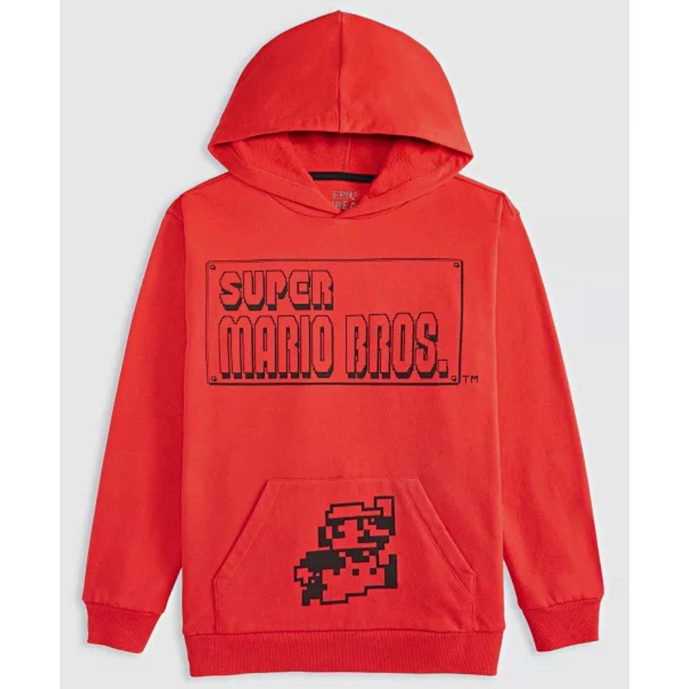 Epic Threads Boys' Red Super Mario Bros Hoodie, Large, NWT